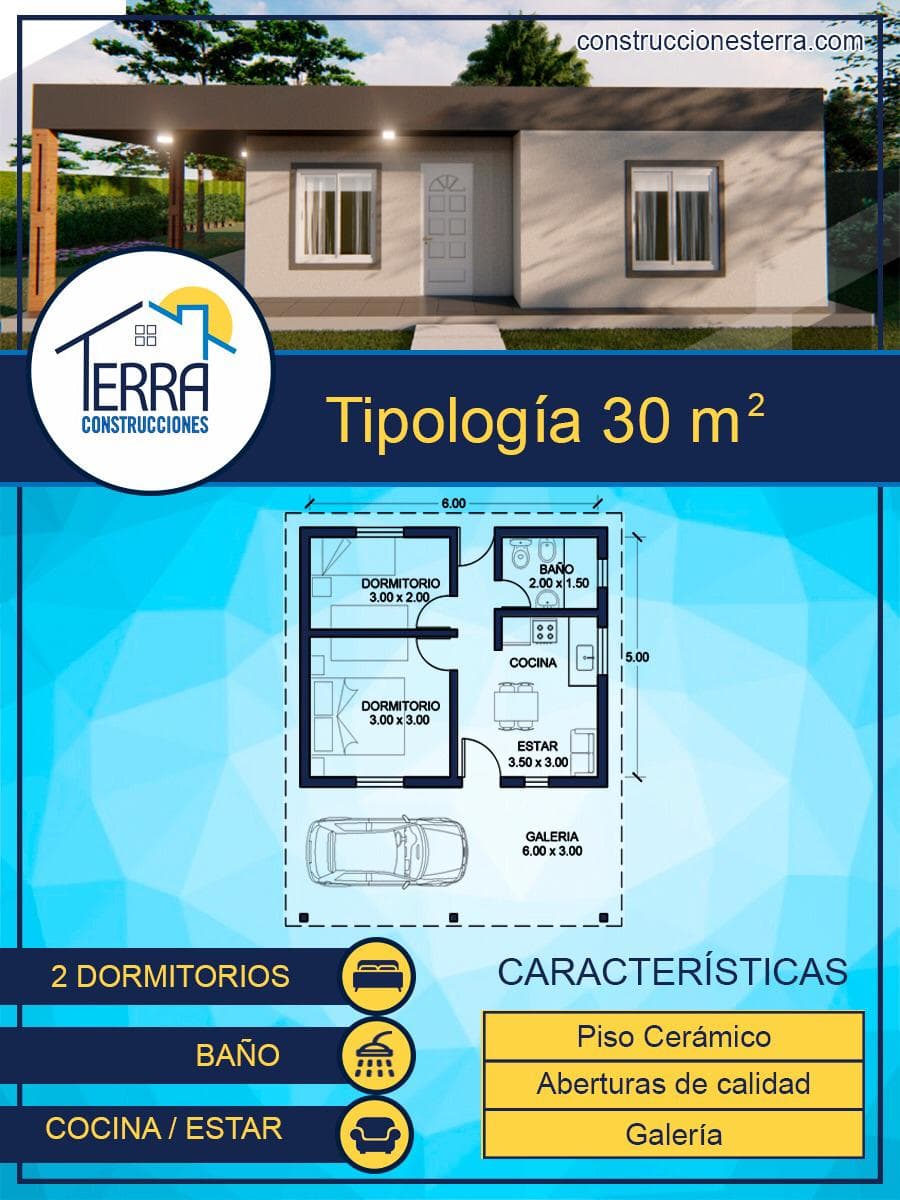 Planos de las viviendas de Terra Construcciones