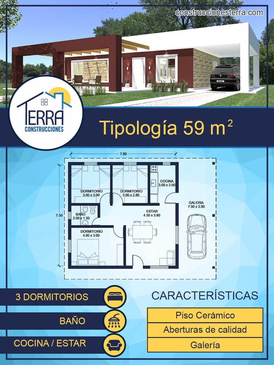 Planos de las viviendas de Terra Construcciones