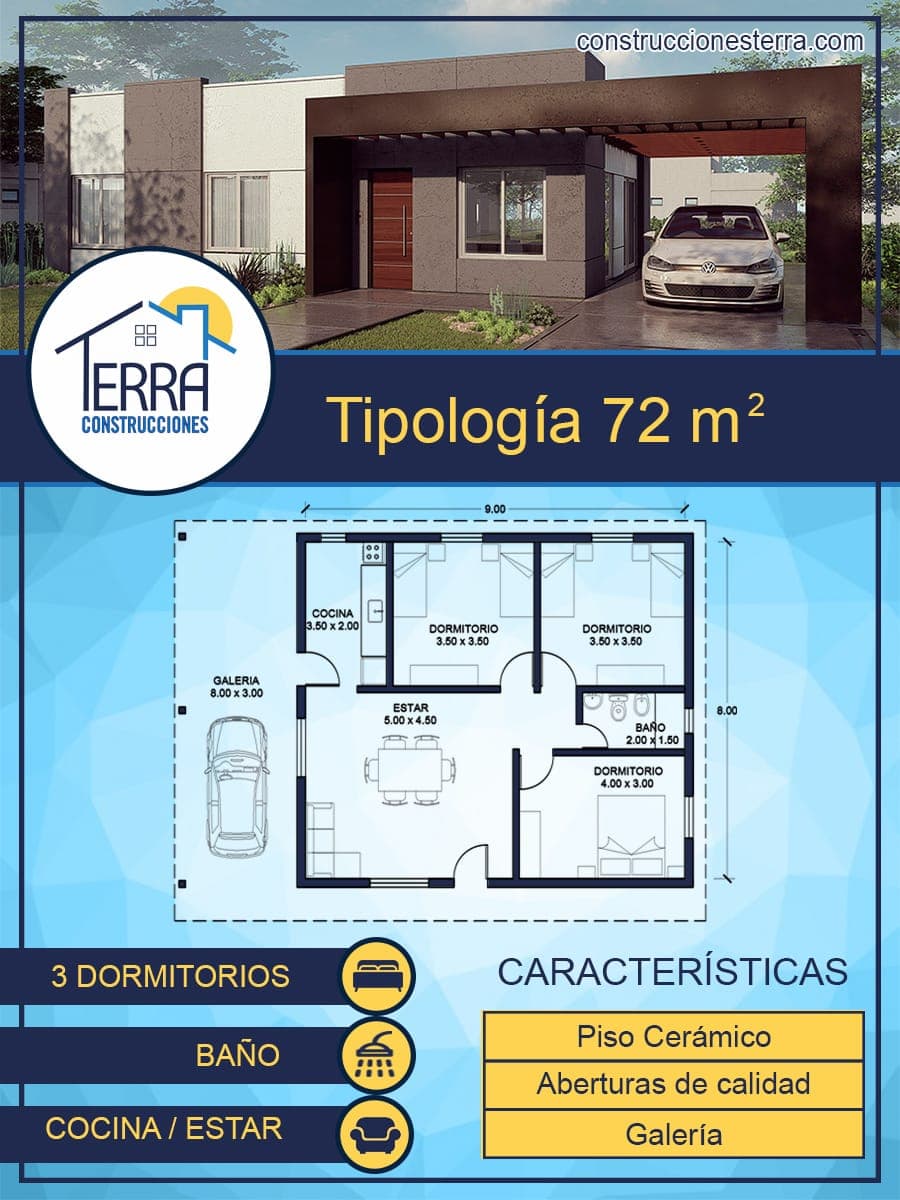 Planos de las viviendas de Terra Construcciones